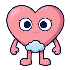 Sad Heart Character Holding A Cloud