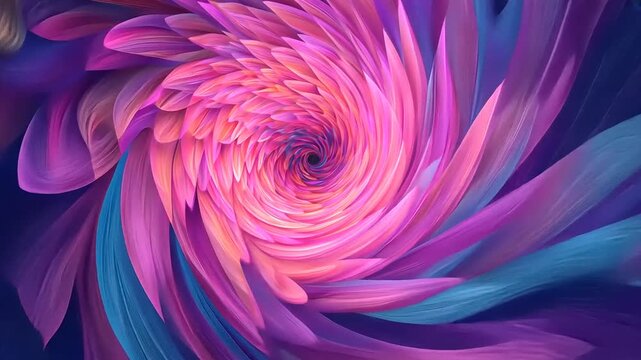 Vibrant swirling patterns of pink and purple hues creating a mesmerizing abstract spiral design