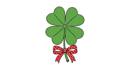 Green Shamrock with Red Ribbon