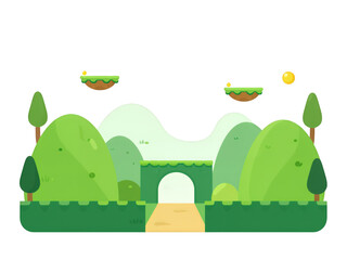Fototapeta premium Whimsical Floating Tacos Above Green Hills Landscape
