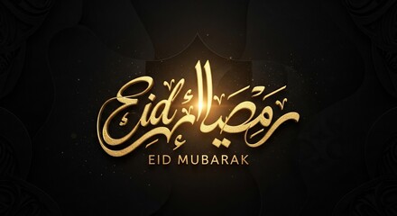Eid mubarak golden calligraphy