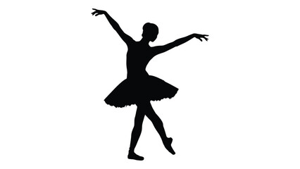 A silhouette of a ballet dancer performing a graceful pose with arms extended. isolated on white background, Vector © Creative Designs