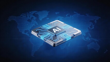 AI chip with global map background