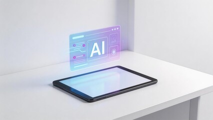Tablet with AI hologram display