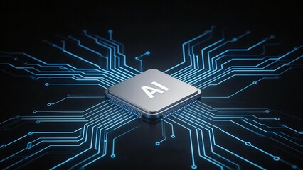 AI chip with glowing circuitry