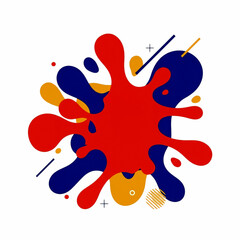 Abstract red and blue paint splash, vibrant liquid shapes, modern artistic design.