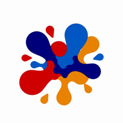 Colorful abstract paint splash, vibrant liquid shapes, modern design, isolated on white background.