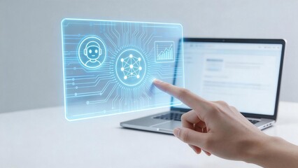 Hand interacting with digital interface