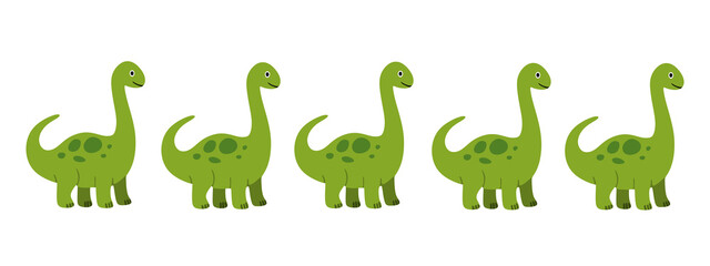 Brontosaurus Dinosaur Pattern Green Color Cute for Baby Print. Perfect for children's books, fabrics, wallpaper, and other creative projects © Bigeyes