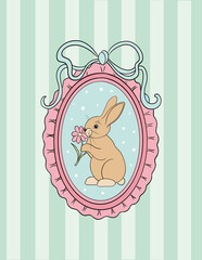 Easter greeting card with bunny illustration