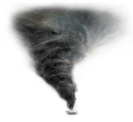 Dark Storm Clouds Forming Into a Tornado Shape Over a Transparent Background Image