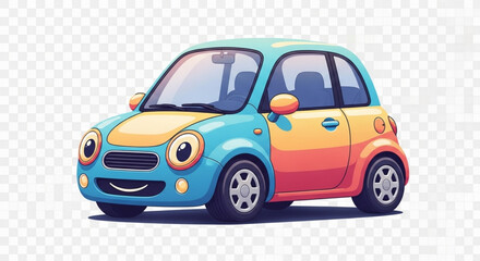 Naklejka premium Cheerful Colorful Cartoon Compact Car Illustration