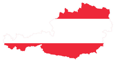 Obraz premium Flag Austria on Austria Map Europe Country