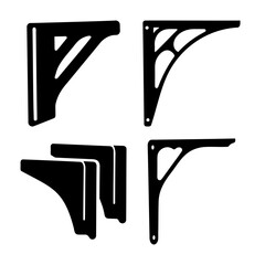 Diverse collection of black silhouette shelf brackets and corbels designs for various applications © Atique62