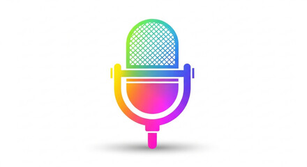 Vibrant rainbow microphone icon for podcasting and broadcasting services