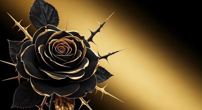 Black Rose with Golden Edges and Thorns.