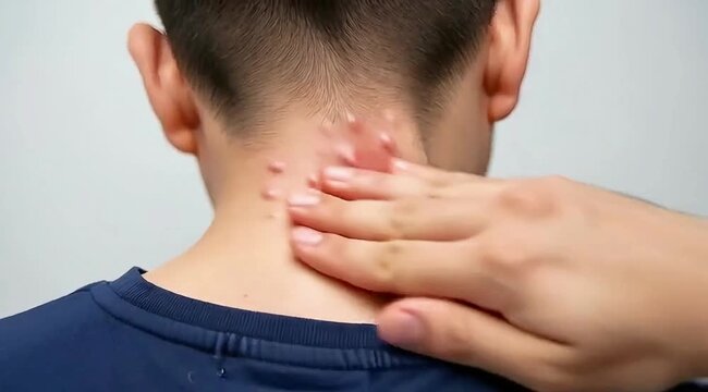 Close-up of man massaging neck relieving tension and stress neck massage stress relief