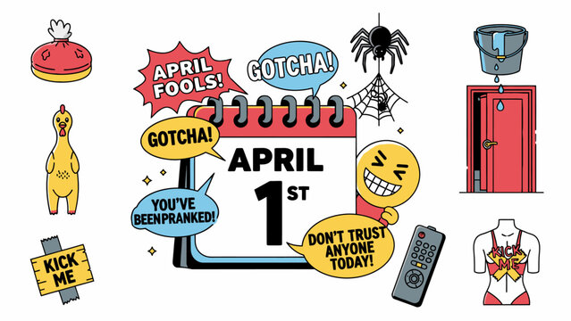 April Fools' Day Prank and Celebration Elements Collection