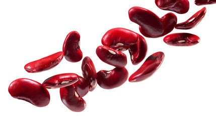 Red blood cells flowing together isolated on transparent background