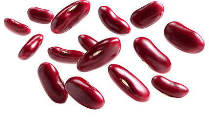 Collection of red kidney beans isolated on transparent background