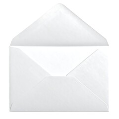 Open white envelope with triangular flap, creating a minimalist and clean composition against a white background
