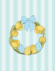 Easter wreath greeting card illustration