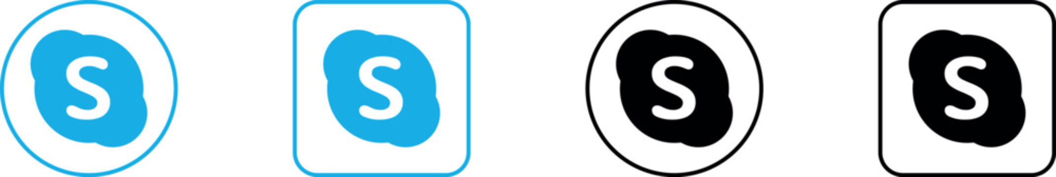 skype logo icon collection blue and black communication app symbol set