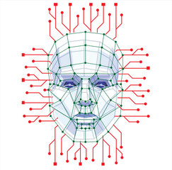 Naklejka premium AI Technology Logo and Circuit Board Processor Icon Design 