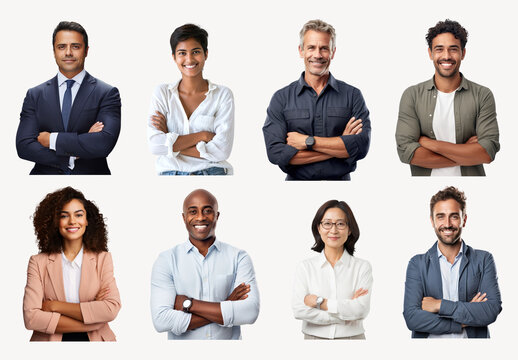 Diverse Professionals Smiling Confidently Element Design Set