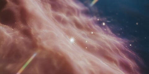 Cosmic Space Galaxy Background Featuring Ethereal Nebulae and Shimmering Celestial Stars in Soft Mauve Purple and Peach Tones for Spiritual and Scientific Design