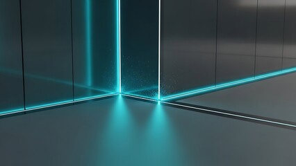 Modern futuristic corner with glowing blue LED lights