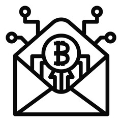 Envelope with Bitcoin Symbol and Circuit Lines.