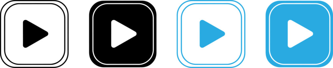 Play button icons in modern design for video and music players © MOHAMMAD RABBI