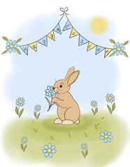 Easter greeting card with bunny illustration