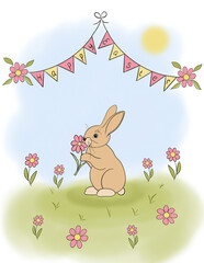 Easter greeting card with bunny illustration