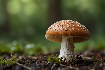 Medicinal mushroom concept, macro close-up, clean nature background
