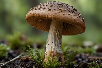Medicinal mushroom concept, macro close-up, clean nature background
