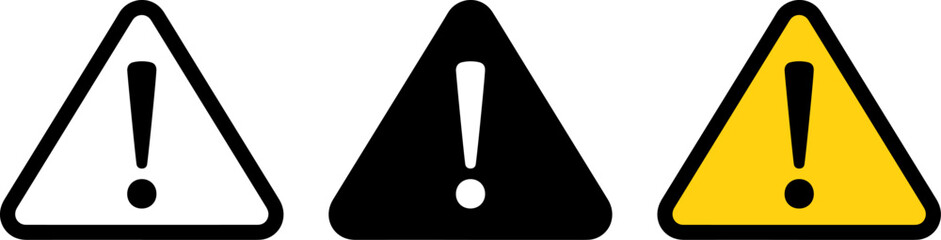 Warning signs with exclamation marks in white, black, and yellow © MOHAMMAD RABBI