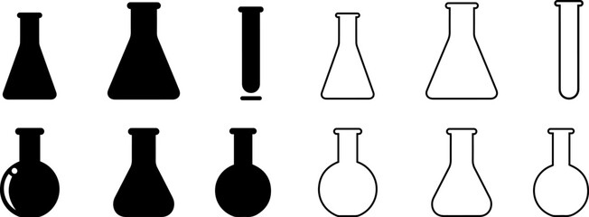Laboratory equipment icons set for scientific use