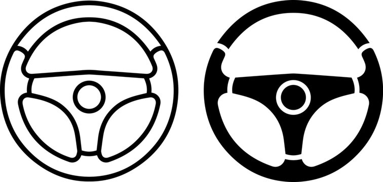 Car steering wheel icons in modern minimalist design