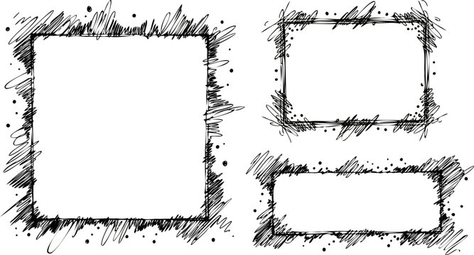 3 Hand Drawn Doodle Frame and Border Vector Set.eps