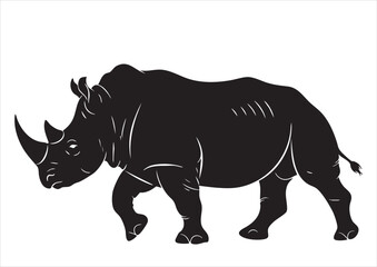 Obraz premium walking rhino silhouette vector drawing