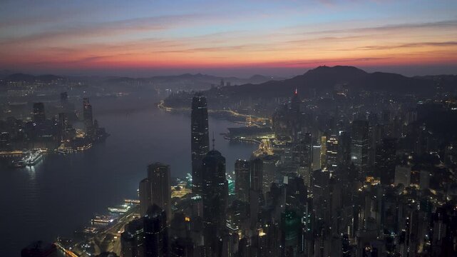 Hong Kong Island Sunrise Aerial