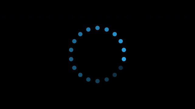 Blue modern circle loading icon animation. Minimalist rotating wheel concept for data loading and software updates. 4K loop on alpha channel background.