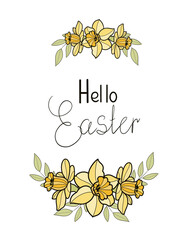 Hello Easter greeting card illustration