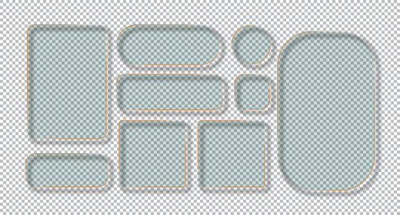 Modern Green Glass morphism UI Elements for Web Design and App Interface. Liquid Glass with Shining Golden Effect Border
