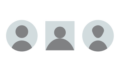 Three user profile icons in gray on, simple design