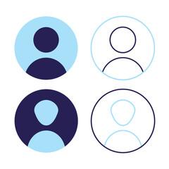 Four user profile icons in blue and dark blue