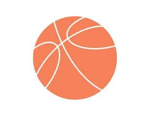 Orange basketball with white seams, vector illustration