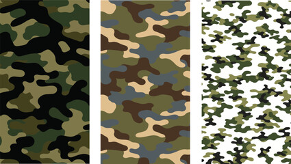 Set of three different camouflage patterns , vector illustration